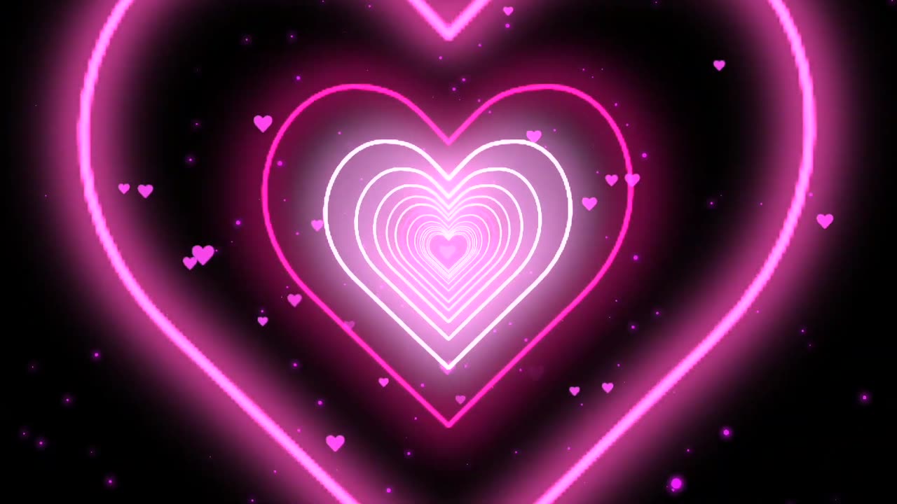 1181. Neon Lights Love Heart Tunnel Background💖Pink Heart Background