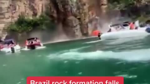 Brazil rock formation falls onto tourist boats