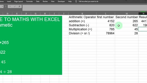 Basic Arithmetic with Excel