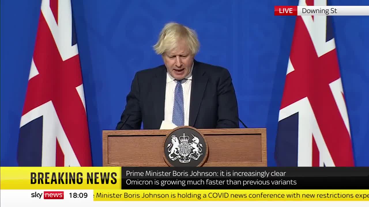 UK: Boris announcing Plan B restrictions..