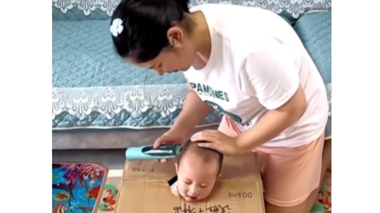 Cute baby haircut funny video 😻