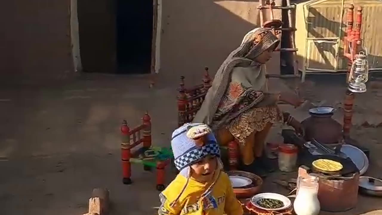 Woman Cooking Village Food