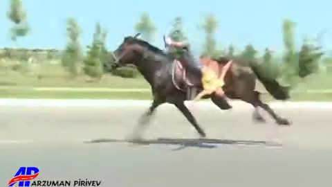 Little girl going to school on a fast horse part mad laughter