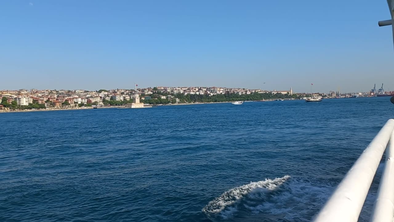 Passing by the girl's tower while the ship is sailing at sea