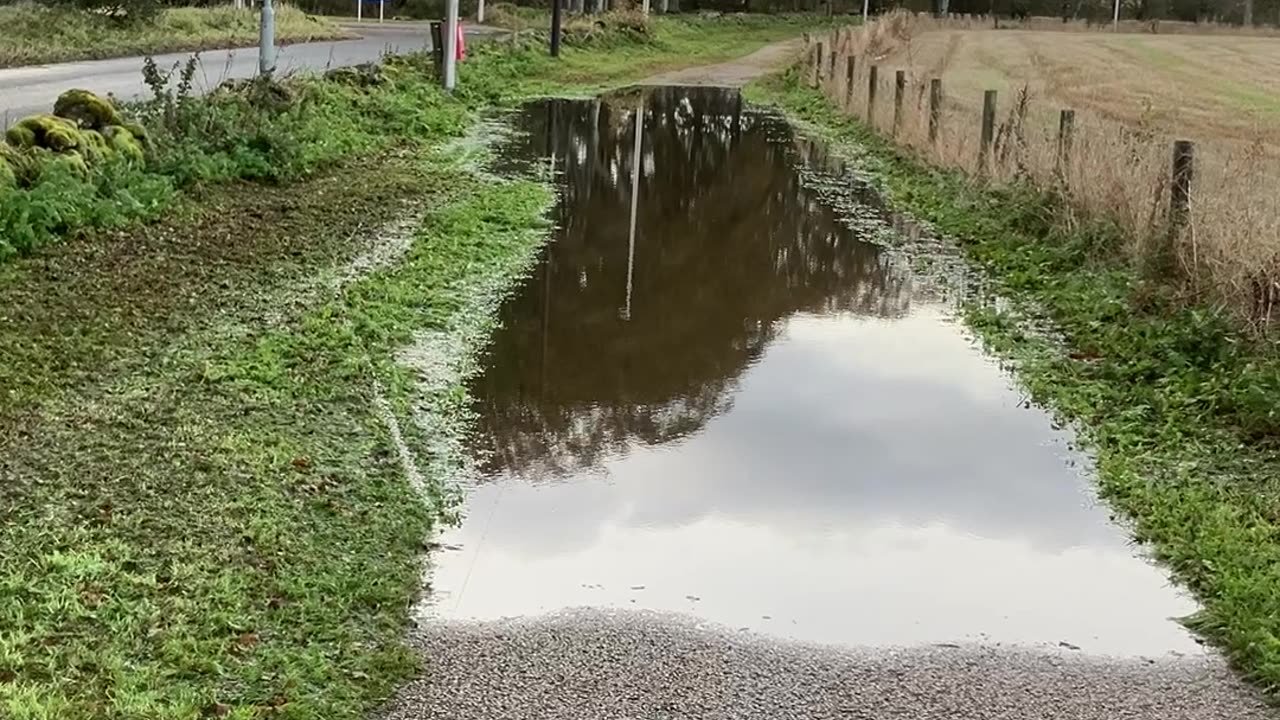 Storm Babet Kirkton of Skene flooded cycle path Oct 2023