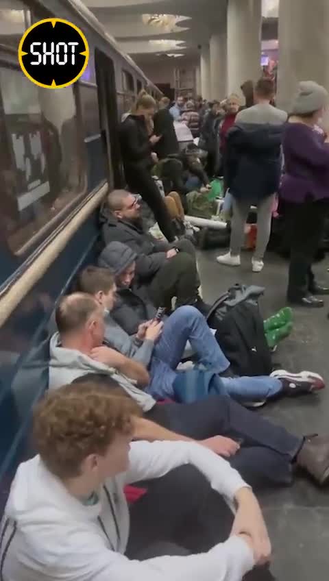 Footage of more people in Kharkiv sheltering in the city's subway system, hiding from Russian Air