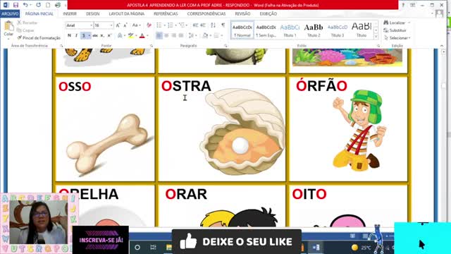 Aprendendo a ler: vogal E