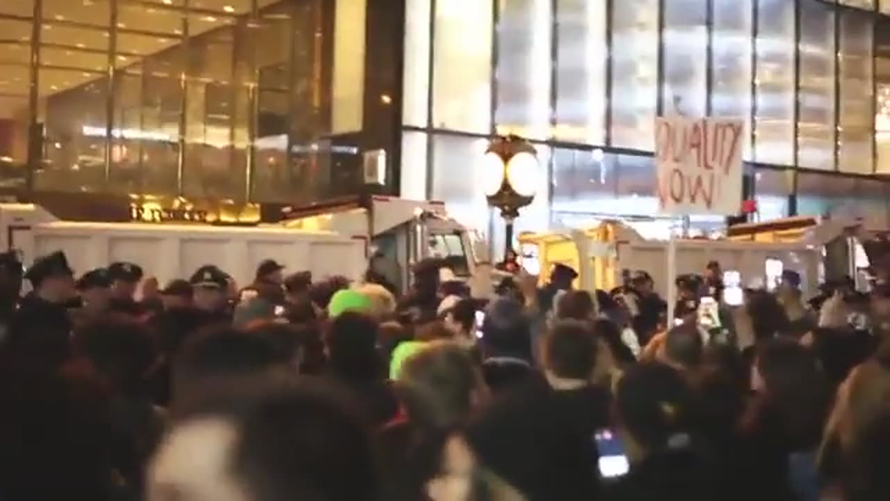 Huge CROWD in front of Trump Tower chanting 'New York hates you!!'