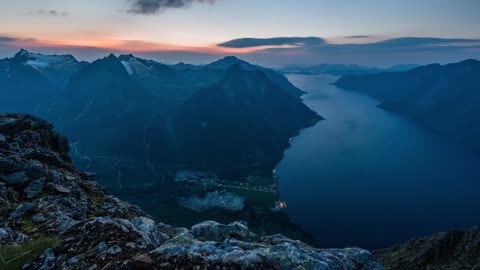 evening over the norwegian fjord