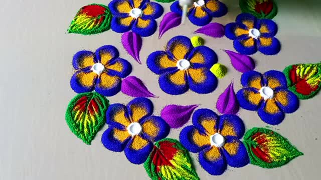 Simple Rangoli | New Year Rangoli | kolam Rangoli | Free Hand Rangoli | colorful Rangoli | रंगोली