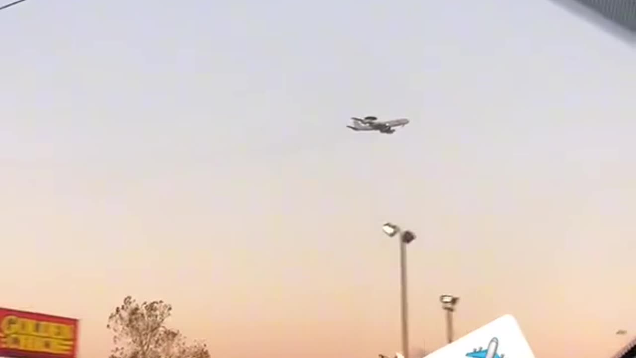 Plane frozen mid air