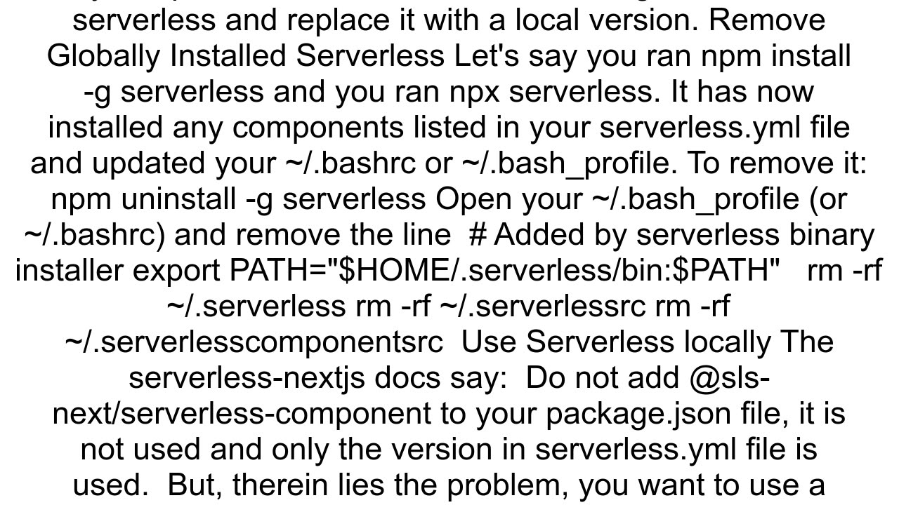 How to uninstall serverless quotnpm uninstall g serverlessquot is not working