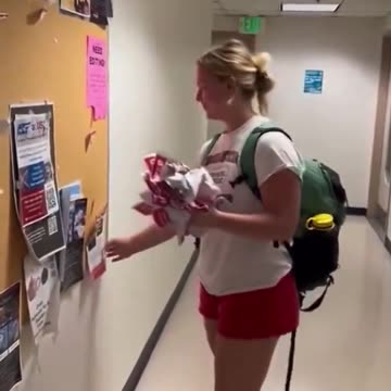 A @USC student is caught on camera laughing and tearing down posters of Israelis kidnapped