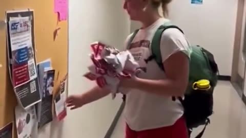 A @USC student is caught on camera laughing and tearing down posters of Israelis kidnapped