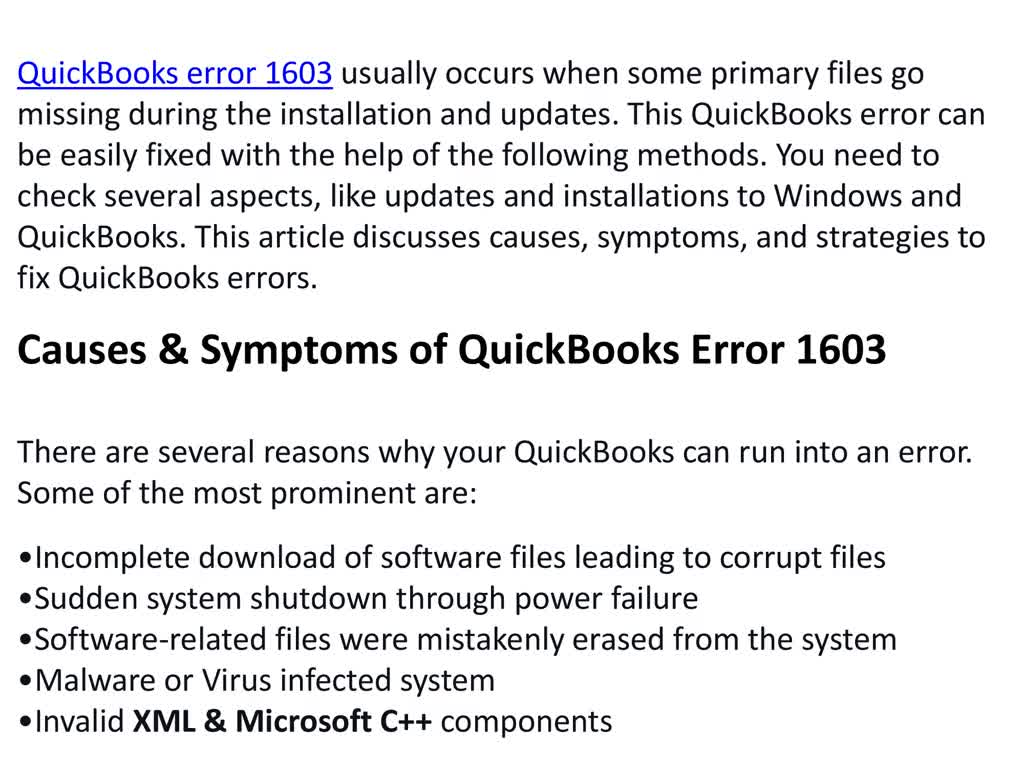 How to Fix Error 1603 when Installing QuickBooks Desktop?