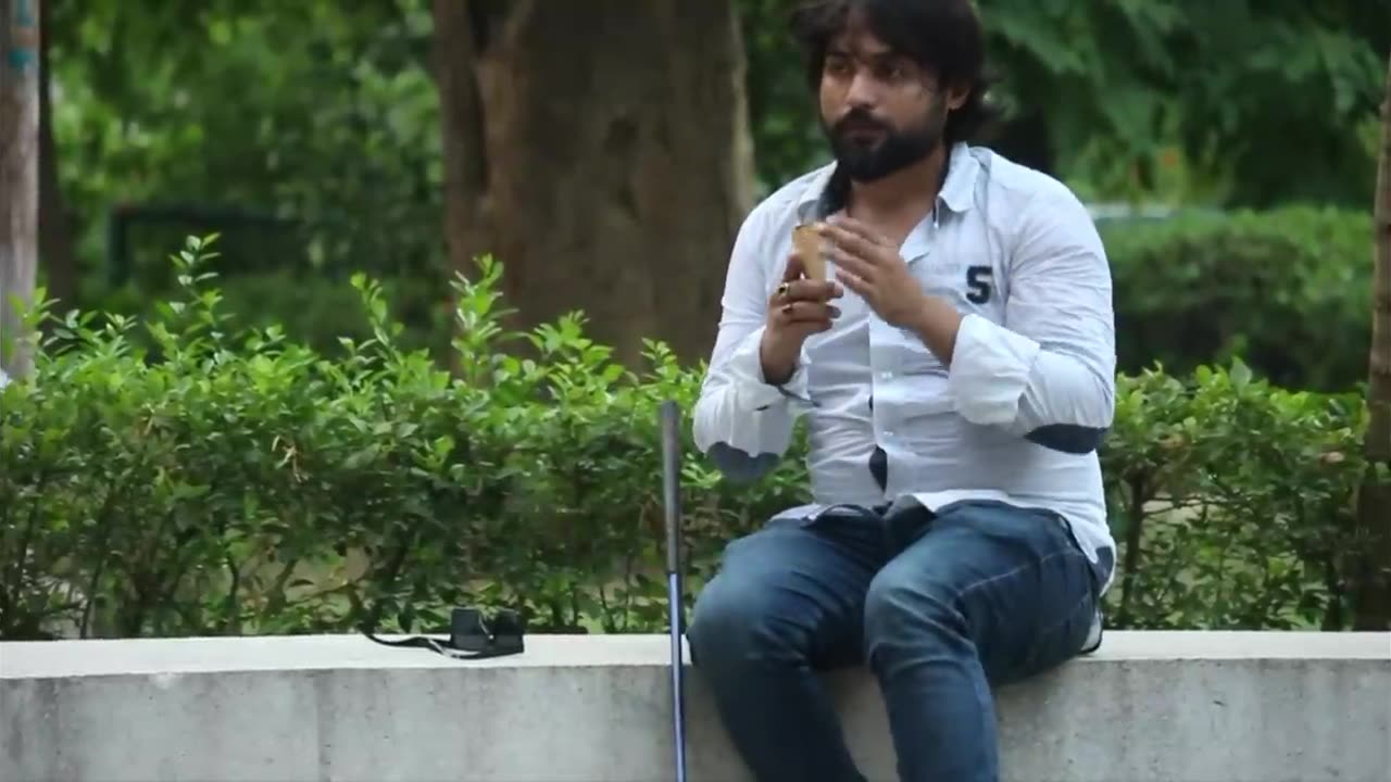 Blind man eating ice cream and Flirting with girl Prank