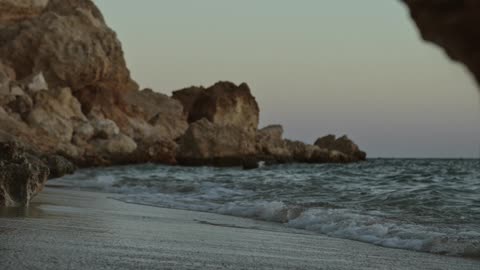 Sea Waves Crashing The Cliff Coast