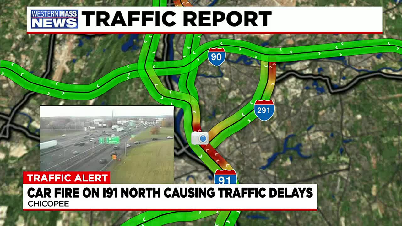Traffic delayed following car fire on I-91 North in Chicopee