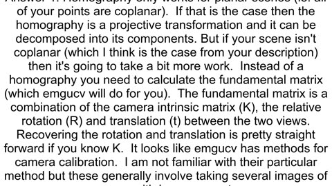 How to calculate Rotation and Translation matrices from homography