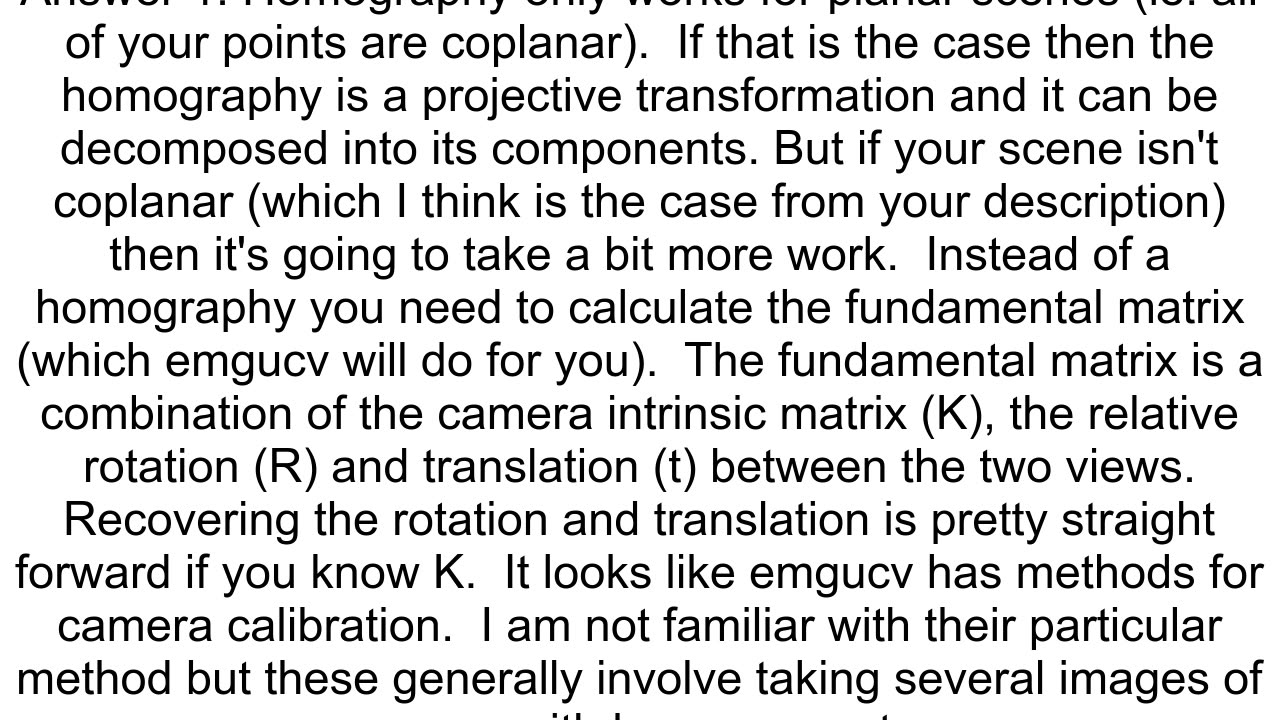 How to calculate Rotation and Translation matrices from homography