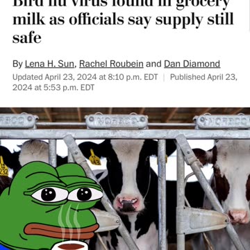 NEWS FLASH - Bird Flu “Remnants” Found in Grocery Milk says the FDA🥛