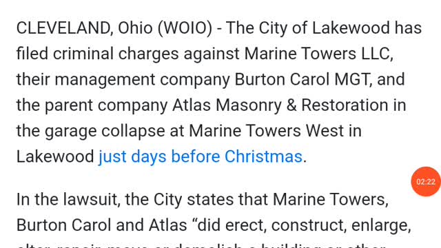 Marine Towers West garage Collapse Criminal Charges filed!