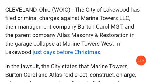 Marine Towers West garage Collapse Criminal Charges filed!