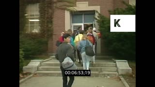 1980s USA, American High School, Teenagers Arriving for Class