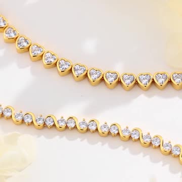 Classicharms Cubic Zirconia Heart and Wave Necklaces