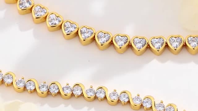 Classicharms Cubic Zirconia Heart and Wave Necklaces