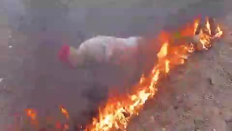 Ukrainian Soldiers Shoot and Set Fire to Trump Mannequin