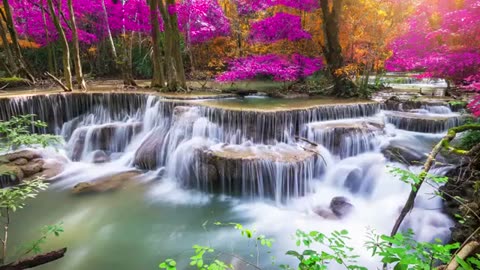 A waterfall landscape for meditation and rest