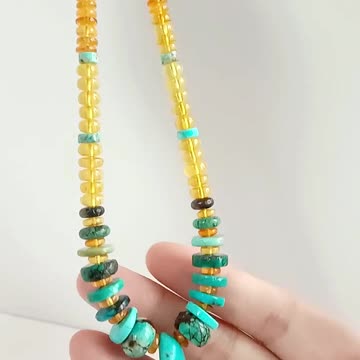 Natural turquoise Bumble bee beads 3mm Amazonite faceted beads Multi Stone Beaded Necklace