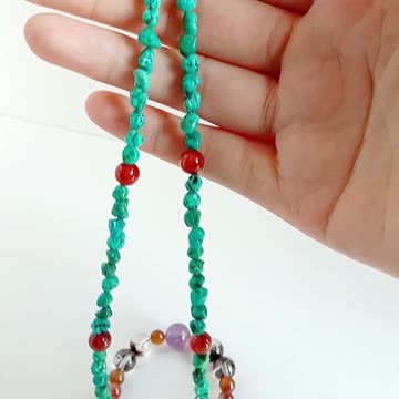 Red Rutilated Quartz faceted Garnet beads black Ghost phantom quartz Amethyst necklace 04