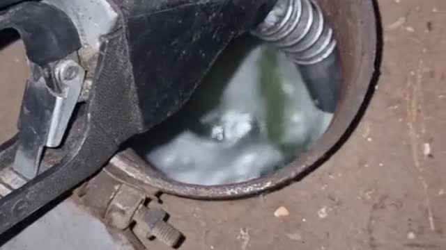 The gasoline is filled