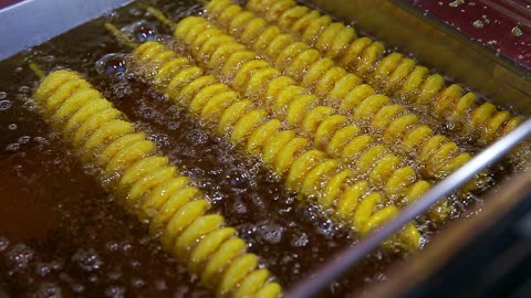 Korea's famous street snacks, tornado potatoes, and frying