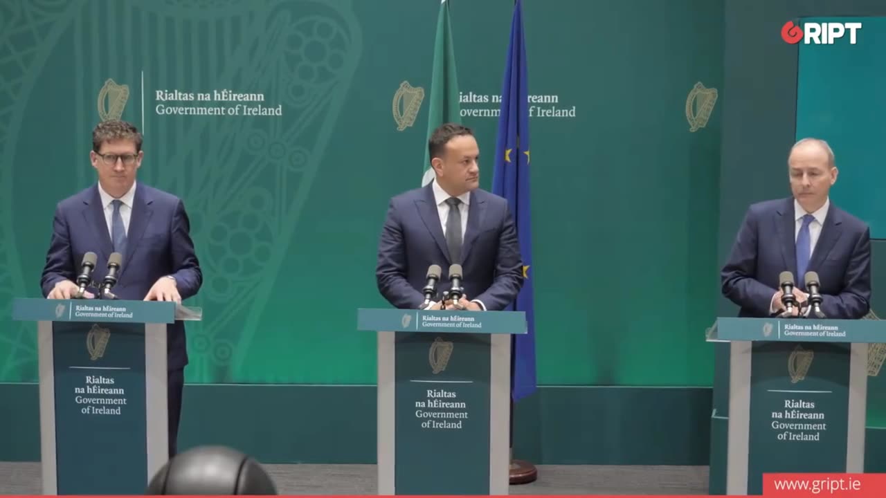 Varadkar walks out from a Gript question in mid-sentence followed by Martin & Ryan 20-02-24