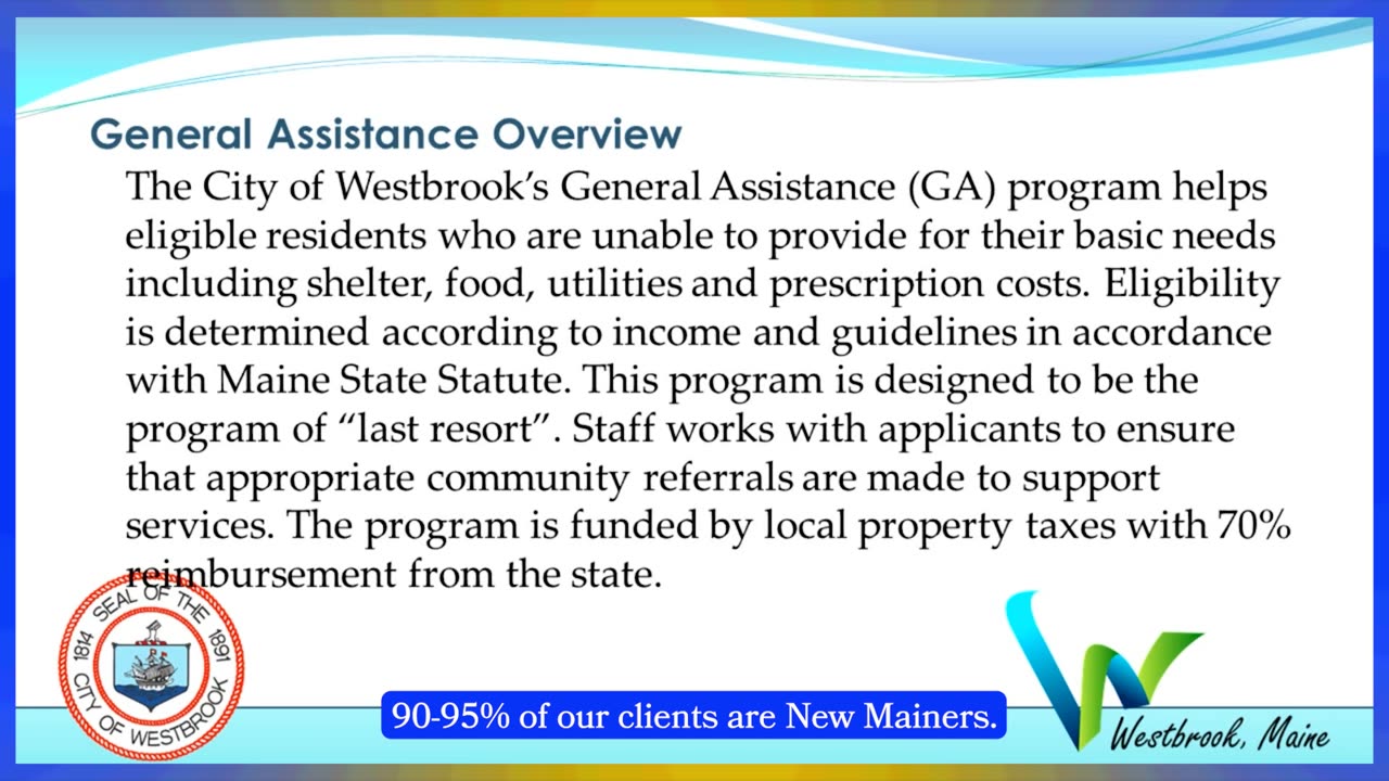 Westbrook 95% of General Assistance used for New Mainer