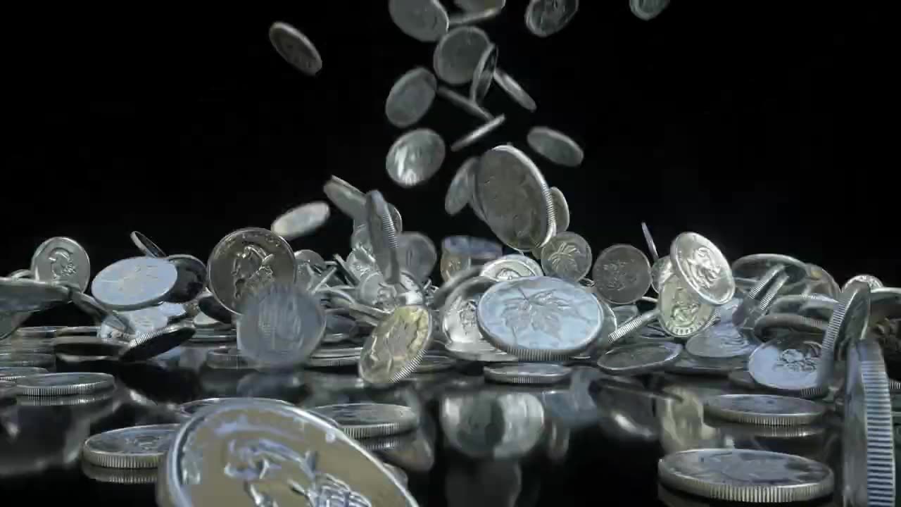 Falling Silver Coins [Free Stock Video Footage Clips]