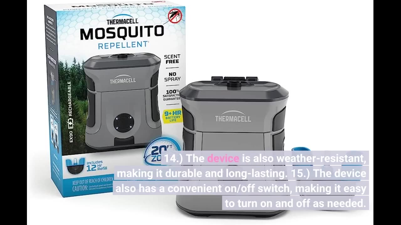 Thermacell Mosquito Repellent E-Series Rechargeable Repeller with 20’ Mosquito Protection Zone