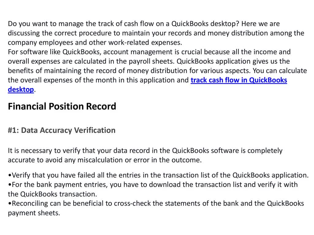 How to Track your Cash Flow in QuickBooks Desktop?