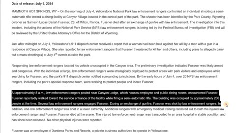 YELLOWSTONE JULY 4TH LAW ENFORCEMENT SHOOTS MAN WHO THREATENED TO KILL & DO MASS SHOOTING