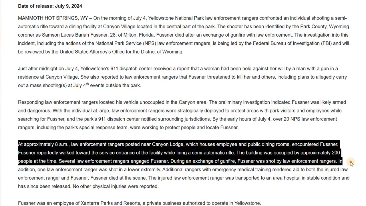 YELLOWSTONE JULY 4TH LAW ENFORCEMENT SHOOTS MAN WHO THREATENED TO KILL & DO MASS SHOOTING