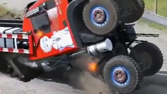 Big trucks can also somersault.