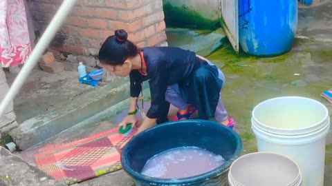 Village Life, village girl vlog, clothes clean in open bathroom village life vlog