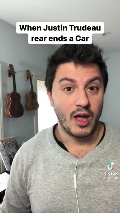 Justin Trudeau rear ends a car