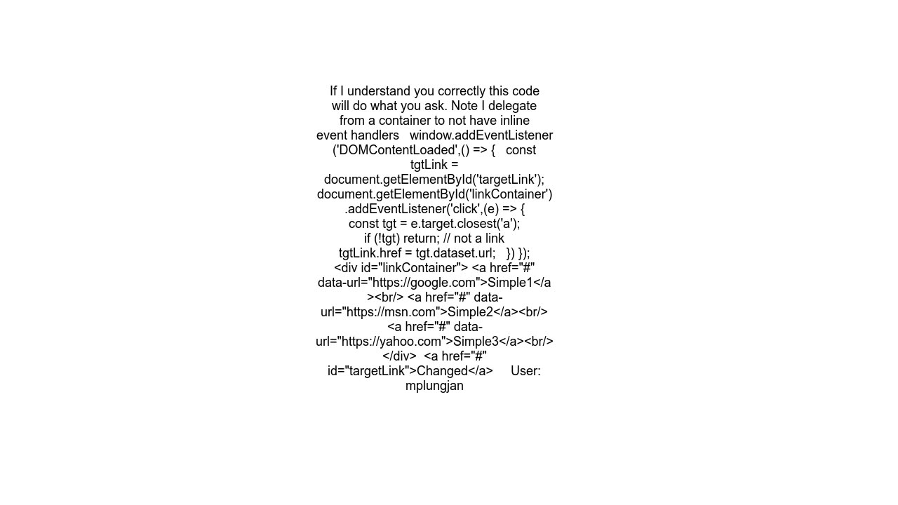 change a href link by click on id