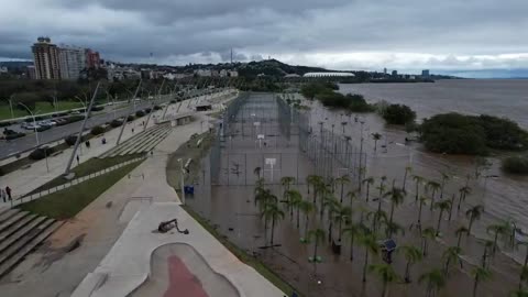 Porto Alegre, Brazil Guaiba lake historic level after intense rainfall - september 27 2023