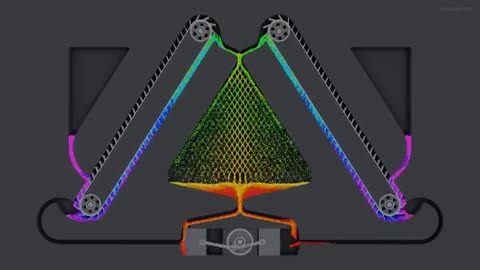 Particle fluid. Elevator. Simulation