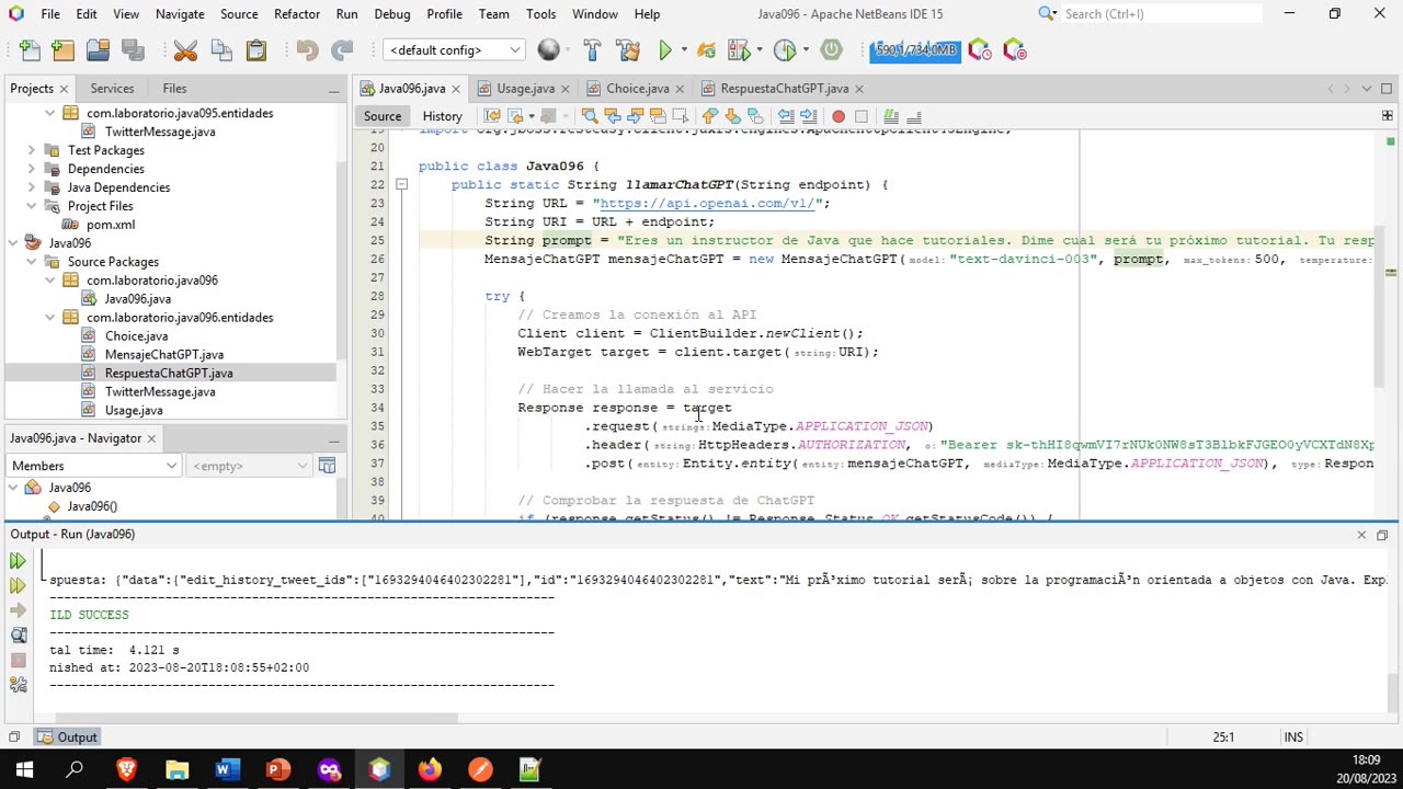 Java parte 96. API: Hacer que ChatGPT escriba en Twitter